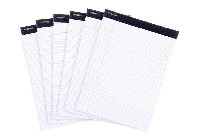 Mintra Office Legal Pads - ((BASIC WHITE 6pk, 8.5in x 11in, NARROW RULED)) - 50 Sheets per Notepad, Micro perforated Writing Pad, Notebook Paper for School, College, Office, Business - Image 1