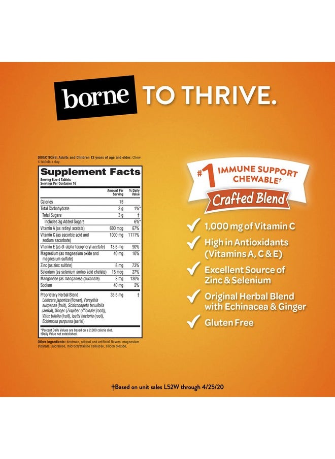 Airborne Vitamin C 1000Mg (Per Serving) Citrus Chewable Tablets (64 Count In A Box) Gluten Free Immune Support Supplement With Vitamins A C E Zinc Selenium Echinacea Ginger Antioxidants  - Image 3