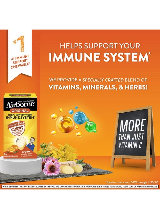 Airborne Vitamin C 1000Mg (Per Serving) Citrus Chewable Tablets (64 Count In A Box) Gluten Free Immune Support Supplement With Vitamins A C E Zinc Selenium Echinacea Ginger Antioxidants  - Image 4