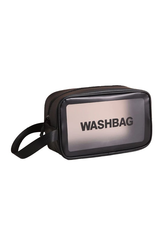 Amso Cosmetic Bag,Make up Bag for Home & Travel, Toiletry Bag for Cosmetics, Brushes, Accessories, PVC Waterproof Zippered Cosmetic Bag, Portable Carry Pouch (Black) (Medium) - Image 1