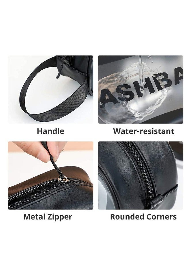 Amso Cosmetic Bag,Make up Bag for Home & Travel, Toiletry Bag for Cosmetics, Brushes, Accessories, PVC Waterproof Zippered Cosmetic Bag, Portable Carry Pouch (Black) (Medium) - Image 3