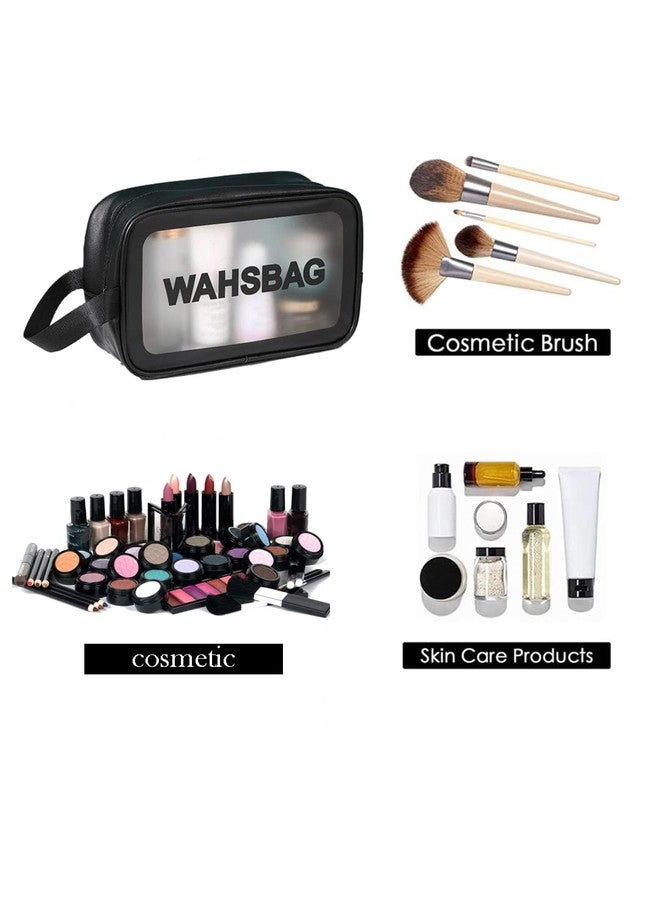 Amso Cosmetic Bag,Make up Bag for Home & Travel, Toiletry Bag for Cosmetics, Brushes, Accessories, PVC Waterproof Zippered Cosmetic Bag, Portable Carry Pouch (Black) (Medium) - Image 5