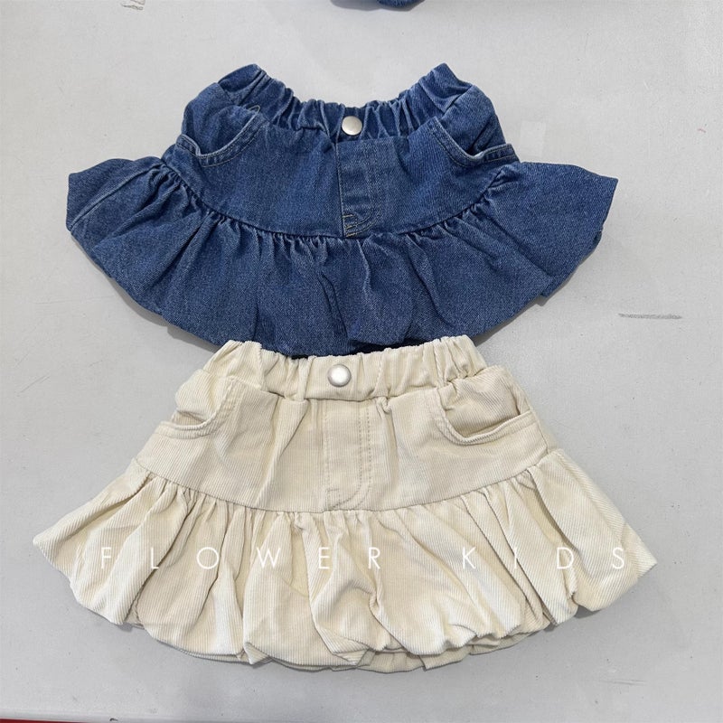 Korean Style Children'S Clothing 25 Spring Girls Retro Denim Pure Color Pit Strip Bud Skirt - Image 2