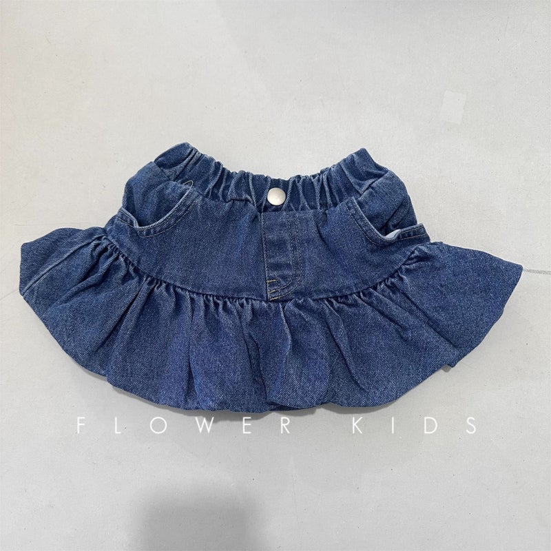 Korean Style Children'S Clothing 25 Spring Girls Retro Denim Pure Color Pit Strip Bud Skirt - Image 3