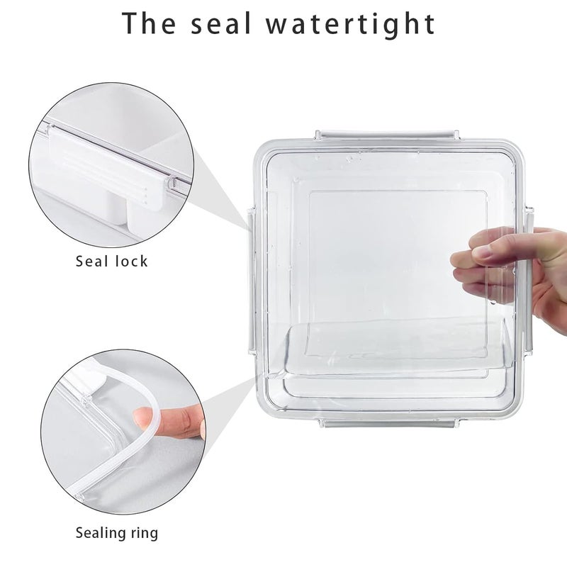 ConvertKitchen Stackable Divided Veggie Trays with Lids | Square Appetizer Relish Serving Platters with 4 Compartment Snack Containers | Food Fruit Organizers | Pack of 2 - Image 3