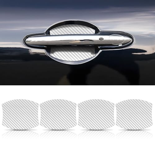 Auprite Magnetic Car Door Handle Cup Protector Guard4PCS Universal White Carbon Fiber Car Door Bowl Scratch Protector Fits for Most Cars APR1318A - Image 1
