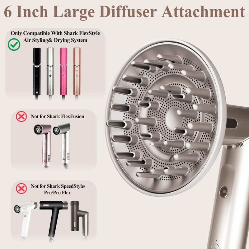 مزيل رطوبة لشعر مجعد بحجم كبير 6 بوصات تجفيع سريع - مزيل رطوبة محدد خالي من التلف الحراري متوافق مع شوارك للشعر المجعد أو الموجي أو الملفوف - Image 4