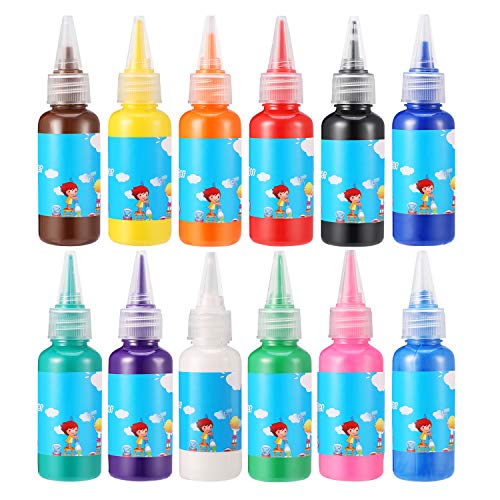HOMKARE Finger Paint, Kids Finger Paint, Non Toxic Finger Paints for Toddlers 1-3, Washable Finger Paints for Toddlers, 12 Colors, 30ml Each - Image 1