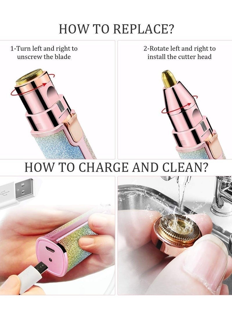 KIIUMI 2-In-1 USB Electric Eyebrow Trimmer，Facial Hair Remover for Women, Eyebrow Razor and Painless Hair Removal - Image 4