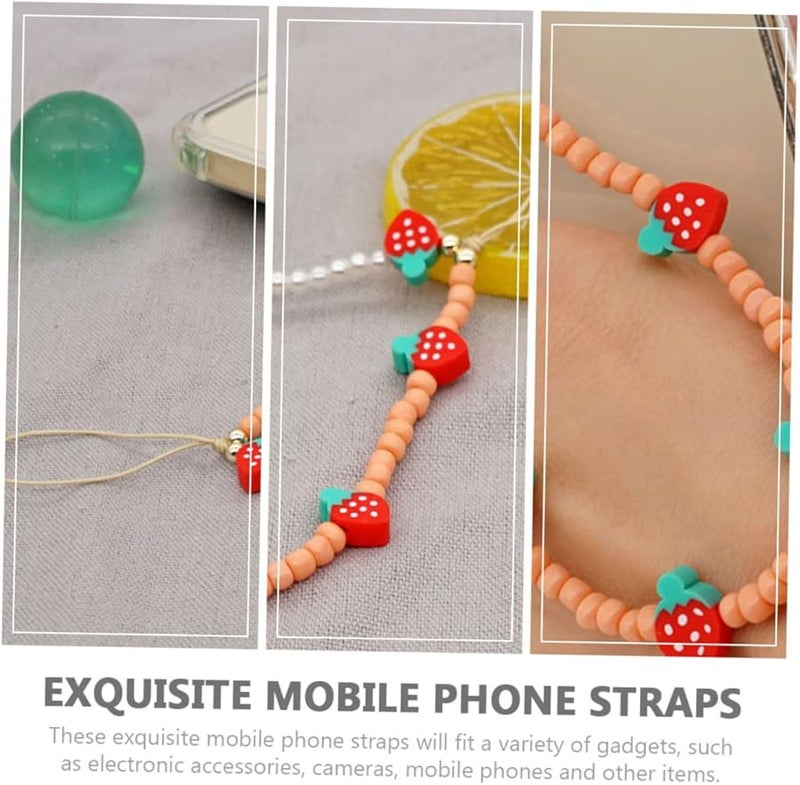 Mipcase 2 Pack Beaded Phone Lanyard Adorable Chain Decor Hanging Rope Pink - Image 5