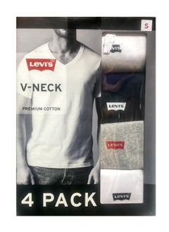 V Neck T-shirts 4 Pack , White, Grey and Black