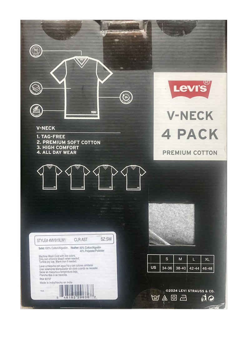 Levi's - V Neck T-shirts 4 Pack , White, Grey and Black - Image 1