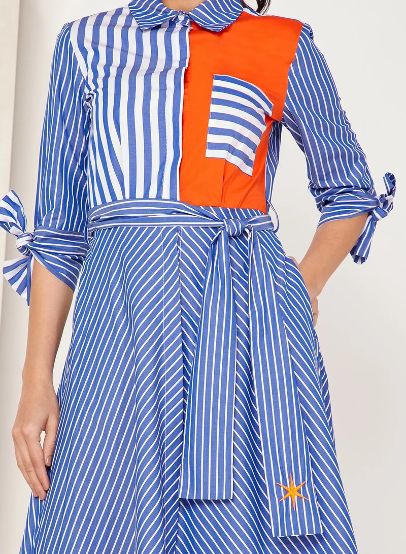 beatrice b Colorblock Striped Belted Maxi Dress