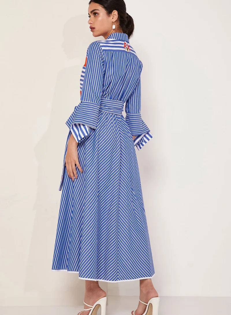 beatrice b Colorblock Striped Belted Maxi Dress