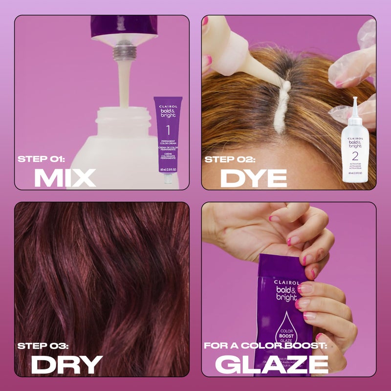 CLAIROL صبغة شعر دائمة جريئة ومشرقة من كليرول، لون شعر كرز مكثف R6، عبوة من 1 - Image 5