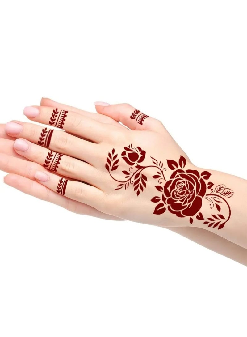 بوليريوس قوالب وشم على شكل زهرة من 4 أوراق، قوالب قابلة لإعادة الاستخدام، وشم لليد، قالب وشم لامع، بخاخ هواء، قالب وشم DIY للنساء، فن الجسم، قوالب لاصقة، هدية للحفلات، تصميم الحناء - Image 3