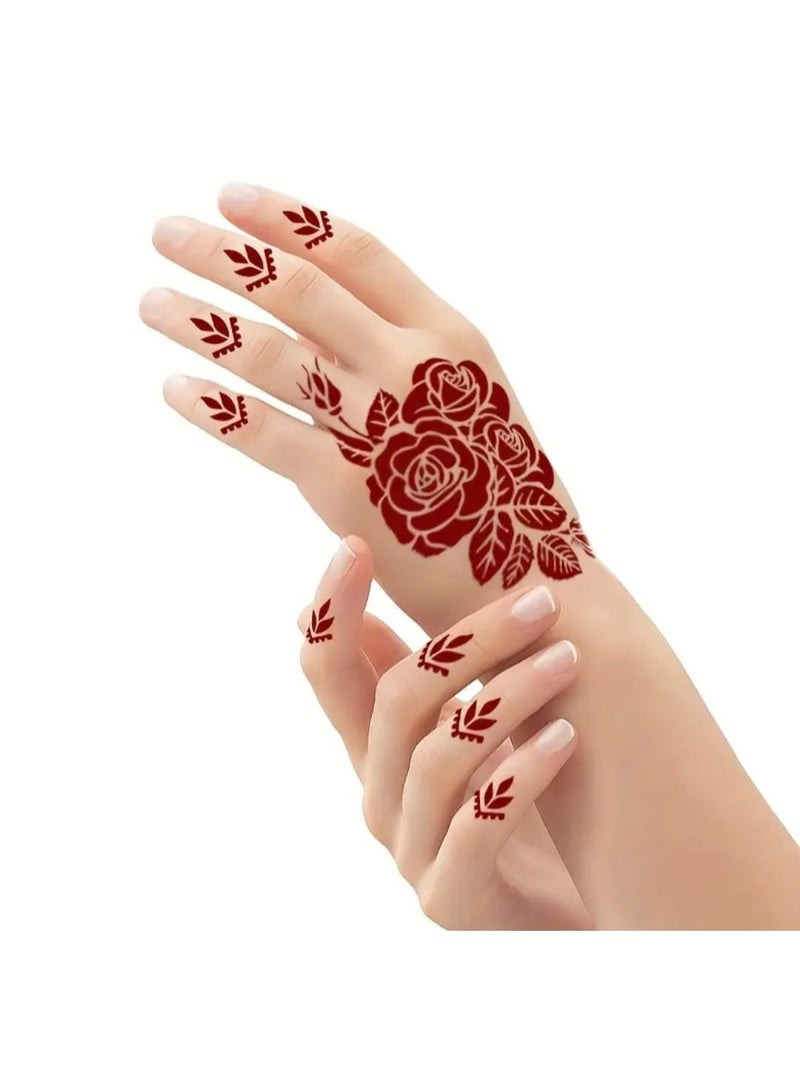 بوليريوس قوالب وشم على شكل زهرة من 4 أوراق، قوالب قابلة لإعادة الاستخدام، وشم لليد، قالب وشم لامع، بخاخ هواء، قالب وشم DIY للنساء، فن الجسم، قوالب لاصقة، هدية للحفلات، تصميم الحناء - Image 2