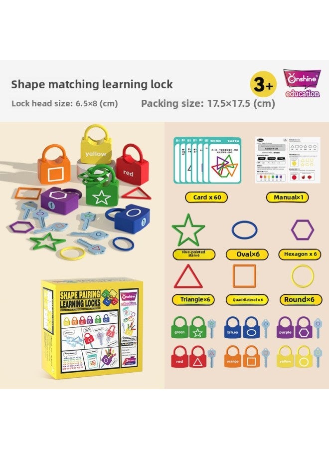 Onshine Montessori Early Childhood Teaching Aware Alphanumeric Key Toy Unlock 3-6 Years Old Puzzle Enlightenment Baby Unlock-Color:Shape Matching Learning Lock  - Image 1