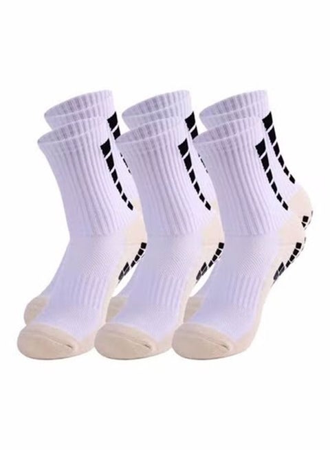 3Pair Men's Soccer Socks Anti Slip Non Slip Grip Pads for Football Basketball Sports Grip Socks