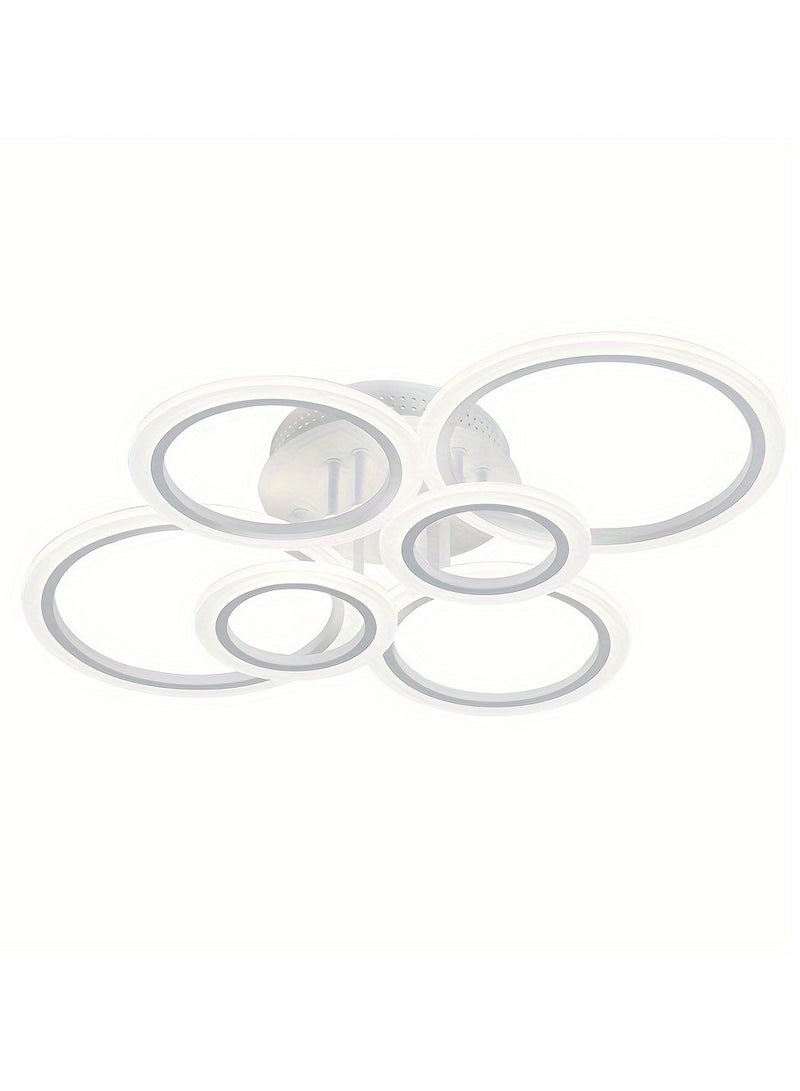 XiuWoo 6-Ring LED Flush Mount Ceiling Light, 31 inch Dimmable 75W, Remote Controlled 3000K-6500K, Modern Metal Finish, Perfect for Living Room, Kitchen, Bedroom, Office, Bedroom Lighting Modern Ceiling Light Adjustable Brightness - Image 3
