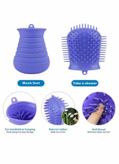 Y&D Dog Paw Cleaner Protable Pet Cleaning Brush with Towel for Dogs Cats Massage Grooming Dirty Claws (Purple) Massager Soft Silicone  - Image 5
