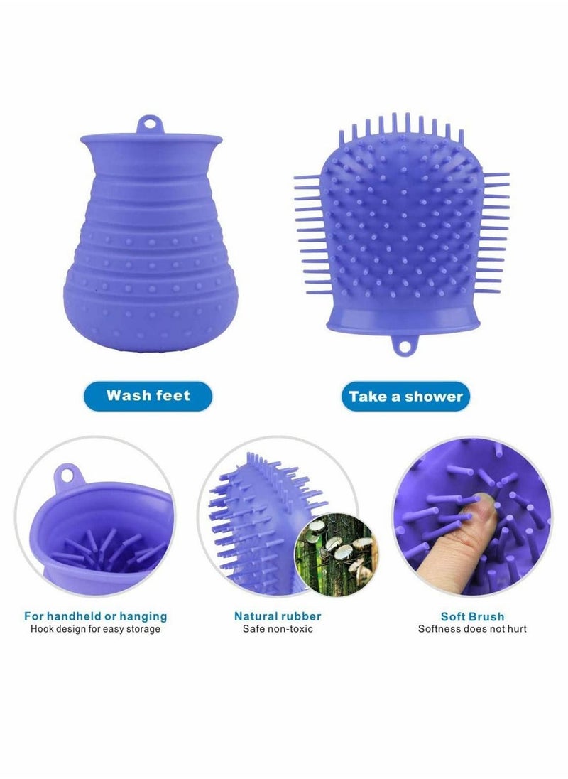 Y&D Dog Paw Cleaner Protable Pet Cleaning Brush with Towel for Dogs Cats Massage Grooming Dirty Claws (Purple) Massager Soft Silicone  - Image 5