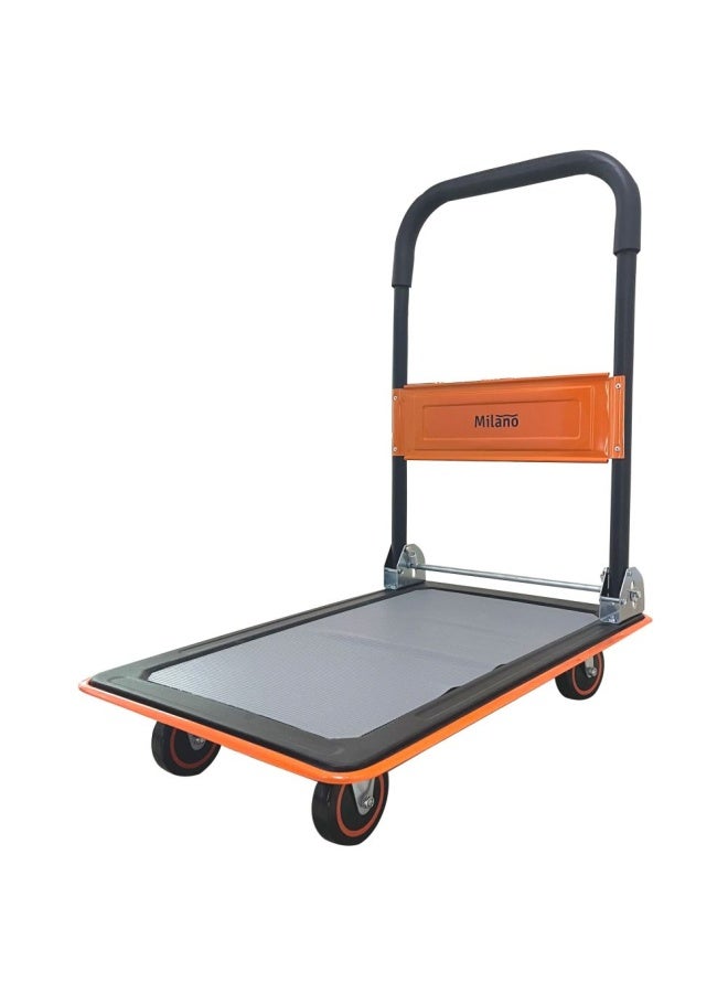 DANUBE HOME Milano Steel Platform Soft Hand Trolly Platform Hand Truck Dolly Trolley Push Cart for Pulling Moving Goods Cartons Pu-W Tt5150Ca -730X480) 150Kg Black/Orange