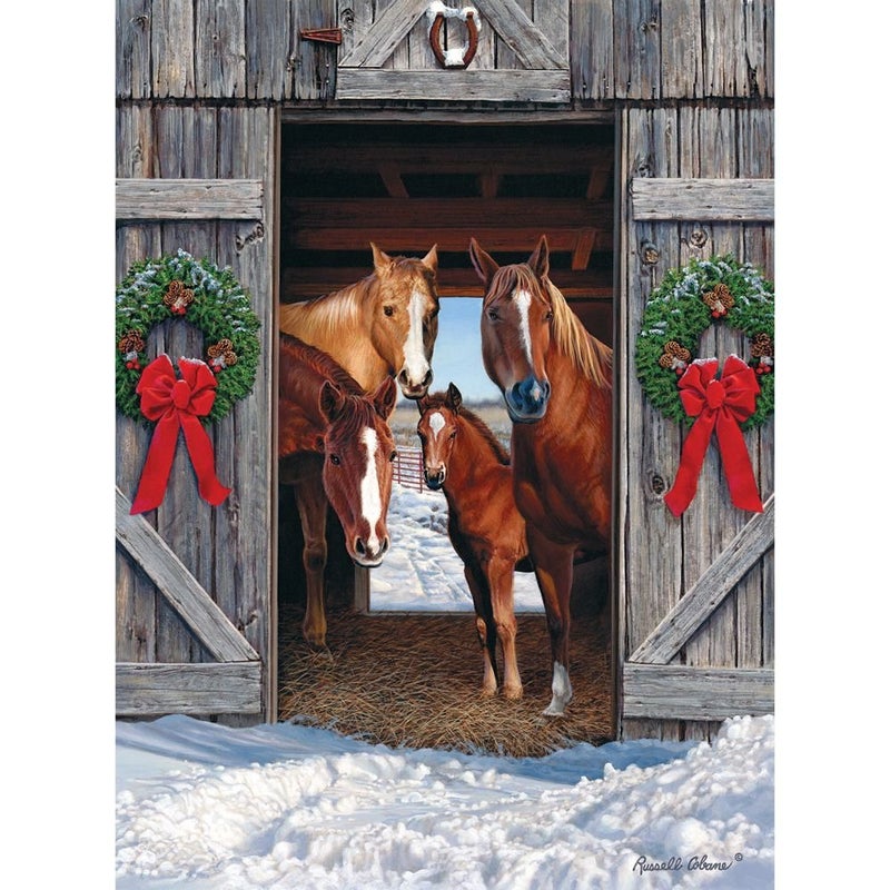 Bits and Pieces 1000 Piece Jigsaw Puzzle for Adults Horse Barn Christmas Winter Holiday Scene Jigsaw Puzzle by Artist Russell Cobane Completed Puzzle Size 20 x 27