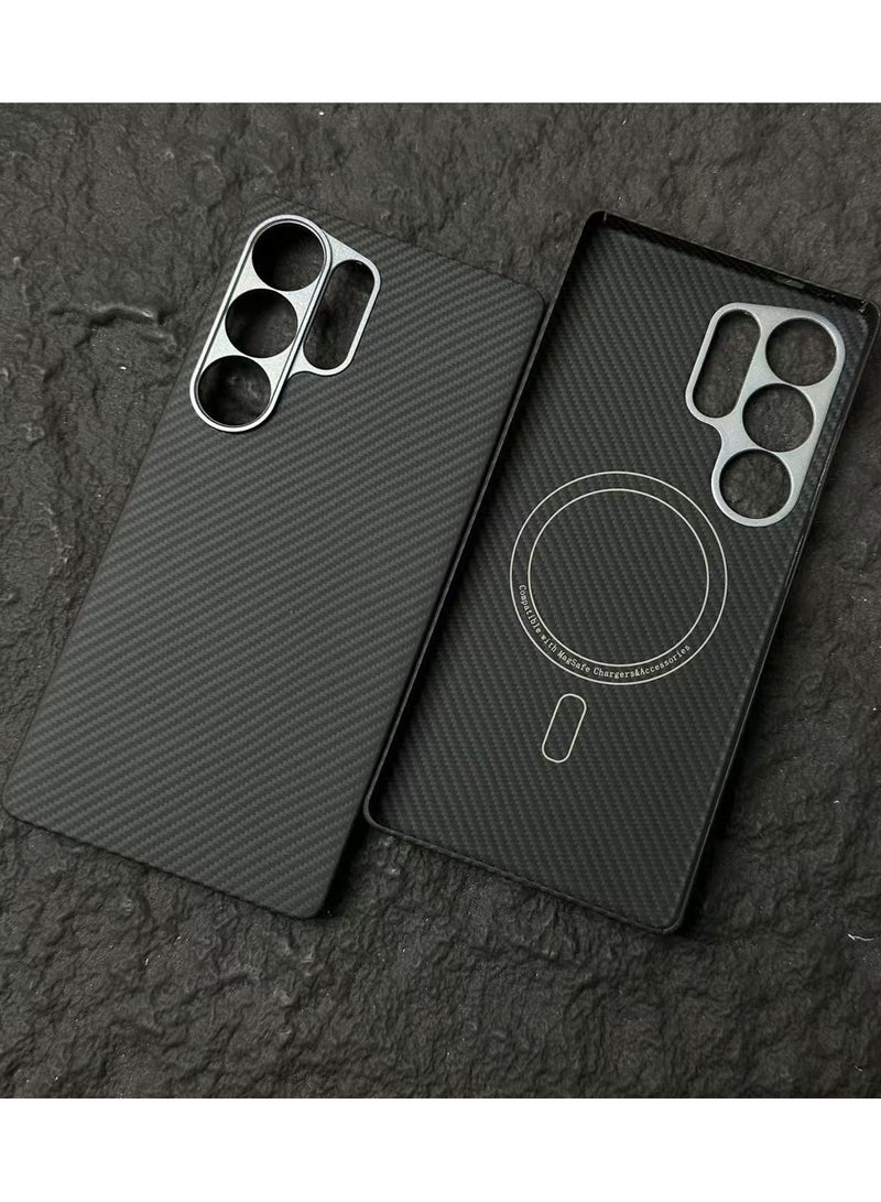 general Carbon Fiber Magnetic Case Compatible with Samsung Galaxy S25 Ultra, Cover Aramid Fiber Case Single Back Cover Support Wireless Charges