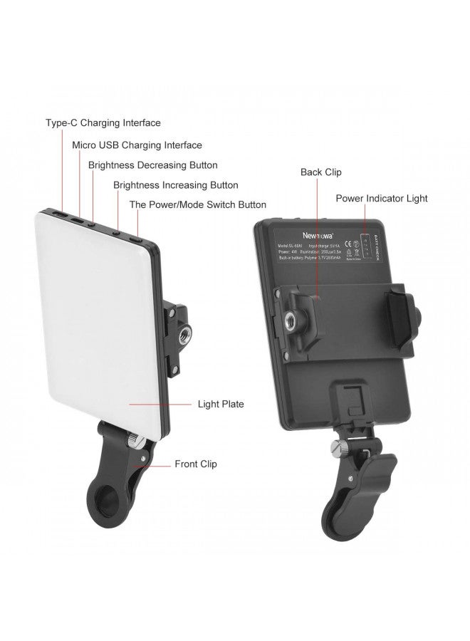 Newmowa 60 LED High Power Rechargeable Clip Fill Video Conference Light with Front & Back Clip, Adjusted 3 Light Modes for Phone, iPhone, Android, iPad, Laptop, for Makeup, TikTok, Selfie, Vlog - Image 4