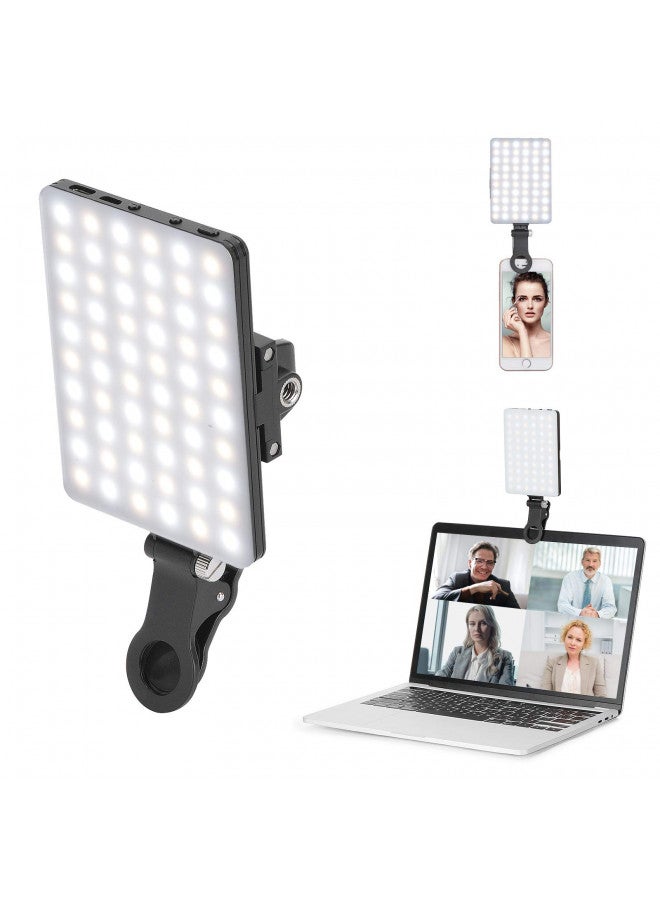 Newmowa 60 LED High Power Rechargeable Clip Fill Video Conference Light with Front & Back Clip, Adjusted 3 Light Modes for Phone, iPhone, Android, iPad, Laptop, for Makeup, TikTok, Selfie, Vlog - Image 1