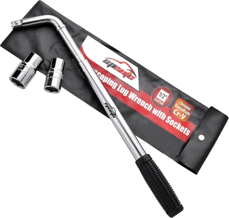 EPAuto Telescoping Lug Wrench, Wheel Wrench with CR-V Sockets (17/19, 21/22mm) - Image 1