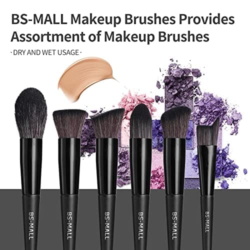 BS Mall BS-MALL Makeup Brush Set 18 Pcs Premium Synthetic Foundation Powder Concealers Eye shadows Blush Makeup Brushes with black case (C-Black） - Image 3