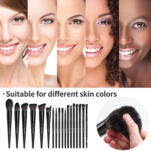 BS Mall BS-MALL Makeup Brush Set 18 Pcs Premium Synthetic Foundation Powder Concealers Eye shadows Blush Makeup Brushes with black case (C-Black） - Image 4