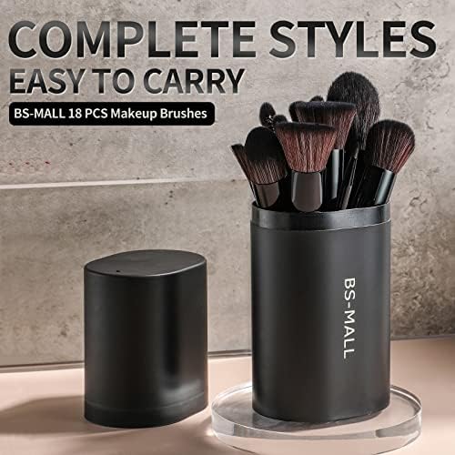 BS Mall BS-MALL Makeup Brush Set 18 Pcs Premium Synthetic Foundation Powder Concealers Eye shadows Blush Makeup Brushes with black case (C-Black） - Image 5
