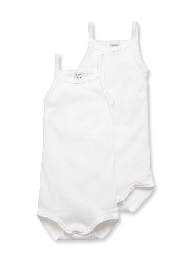 Petit Bateau بايتو بيتي فستان بنات رضيع 2 حزمة طراز كاميس 15086-53725 مقاسات NB-36/M (مقاس 18 شهر طراز 15086 بنات) أبيض - Image 1