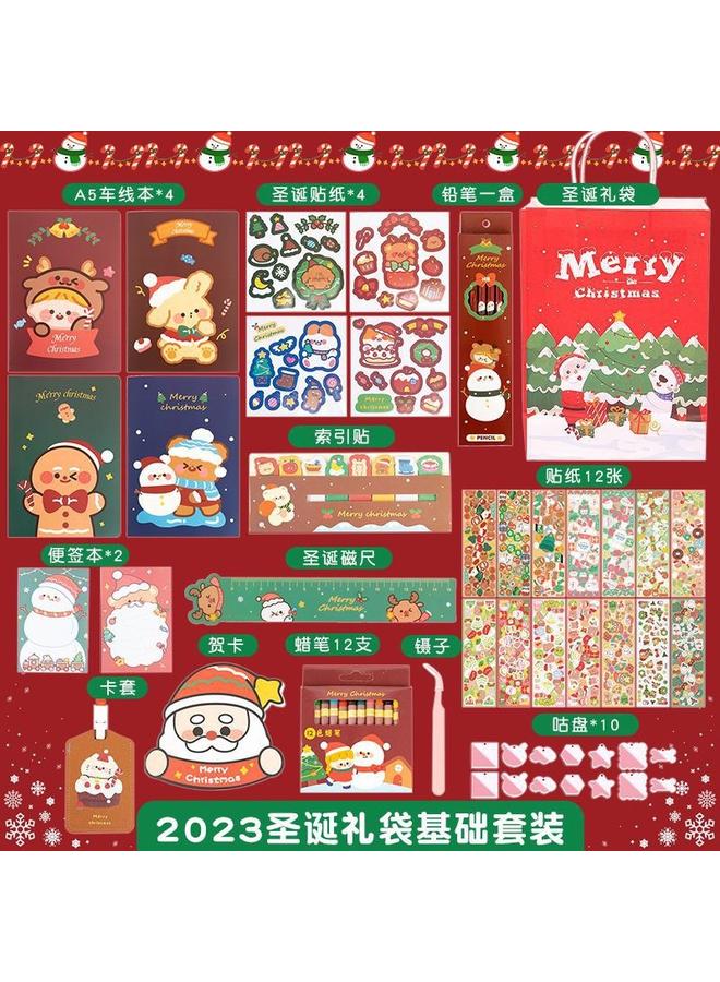 Bluejw Christmas Stationery Suit School Supplies Gift Box Primary School Children Girls Girls Gift Book Hand Account Account - Image 1