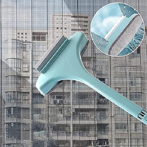 Fuelbyte 2 in 1 Window Mesh Brush with Long Handle Cleaning Wiper Window Glass Tools Mesh for Cleaner Mirror Cleaner Wiper Mosquito Net Brush - Image 1