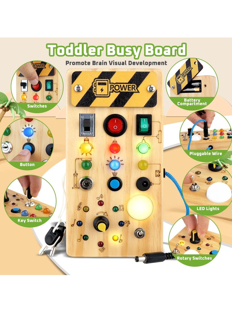 دايتويز ألعاب الأطفال لوحة مشغولة مع ضوء LED، أنشطة تعليمية لمرحلة ما قبل المدرسة ألعاب حسية للأطفال الصغار من سن 1 إلى 3 سنوات، ألعاب مونتيسوري هدية عيد ميلاد 1 2 3 سنوات - Image 2