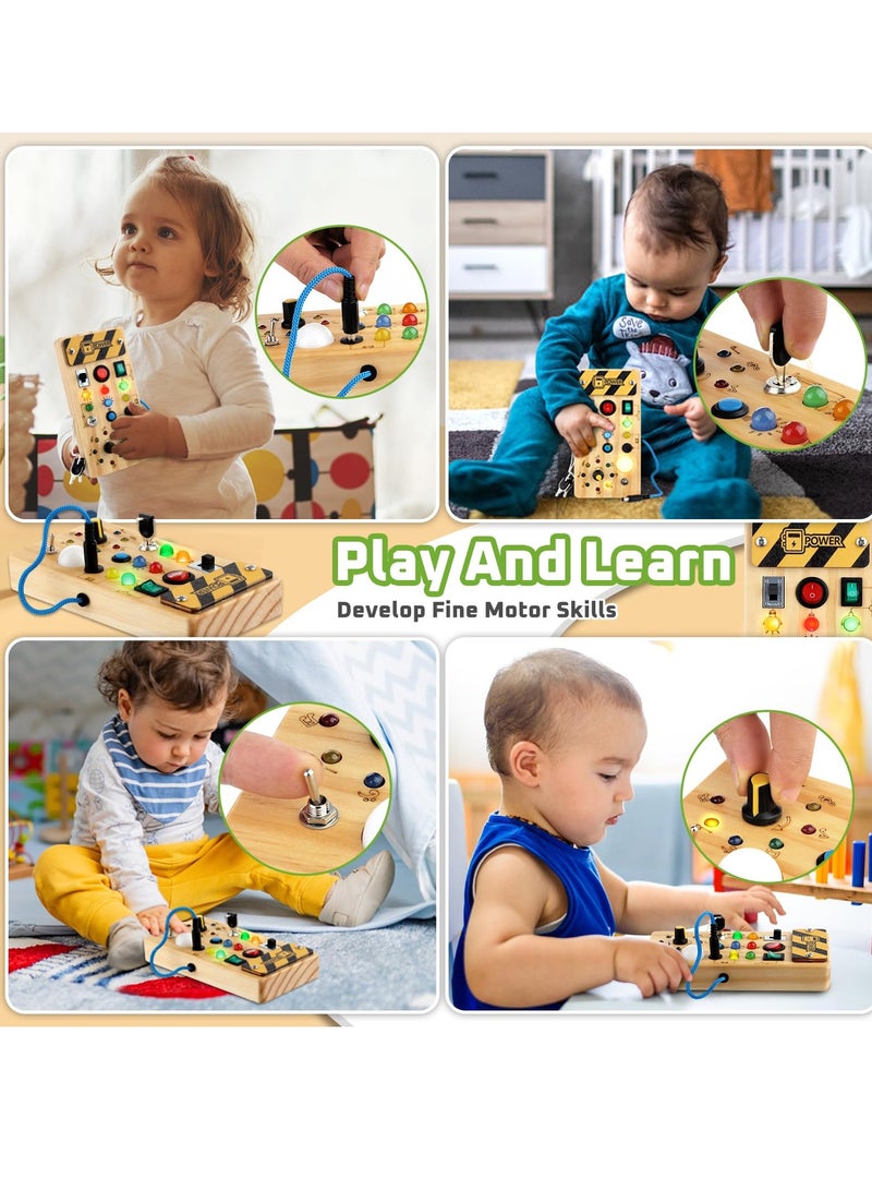 دايتويز ألعاب الأطفال لوحة مشغولة مع ضوء LED، أنشطة تعليمية لمرحلة ما قبل المدرسة ألعاب حسية للأطفال الصغار من سن 1 إلى 3 سنوات، ألعاب مونتيسوري هدية عيد ميلاد 1 2 3 سنوات - Image 3