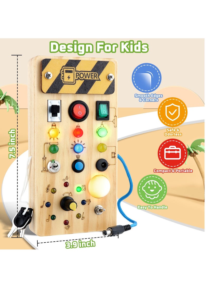 دايتويز ألعاب الأطفال لوحة مشغولة مع ضوء LED، أنشطة تعليمية لمرحلة ما قبل المدرسة ألعاب حسية للأطفال الصغار من سن 1 إلى 3 سنوات، ألعاب مونتيسوري هدية عيد ميلاد 1 2 3 سنوات - Image 4