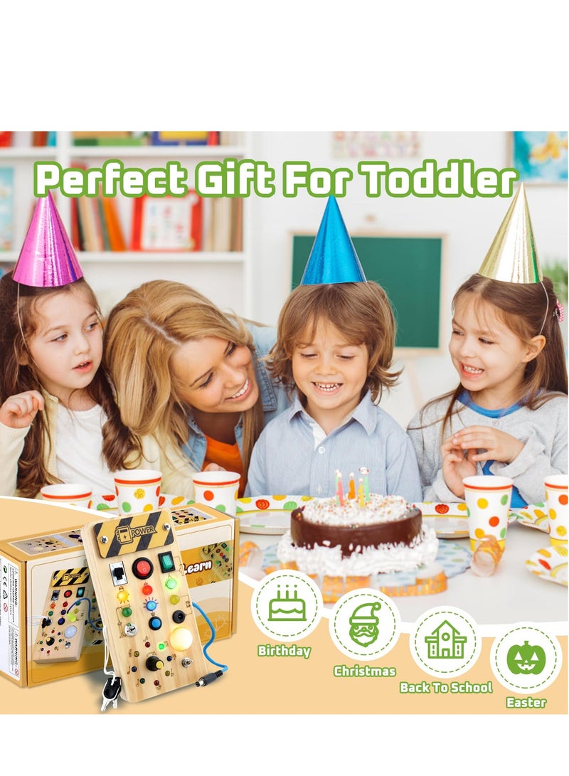 دايتويز ألعاب الأطفال لوحة مشغولة مع ضوء LED، أنشطة تعليمية لمرحلة ما قبل المدرسة ألعاب حسية للأطفال الصغار من سن 1 إلى 3 سنوات، ألعاب مونتيسوري هدية عيد ميلاد 1 2 3 سنوات - Image 5