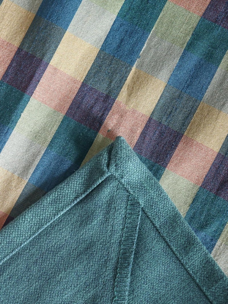 ZEBA World Table Cover with Patchwork Border | Checkered Brocade Silk - Blue | Heat Resistant Table Cover for Kitchen Table/Dining Table Cloth, 52 X 84 Inches; 130 cm X 210 cm - Image 3