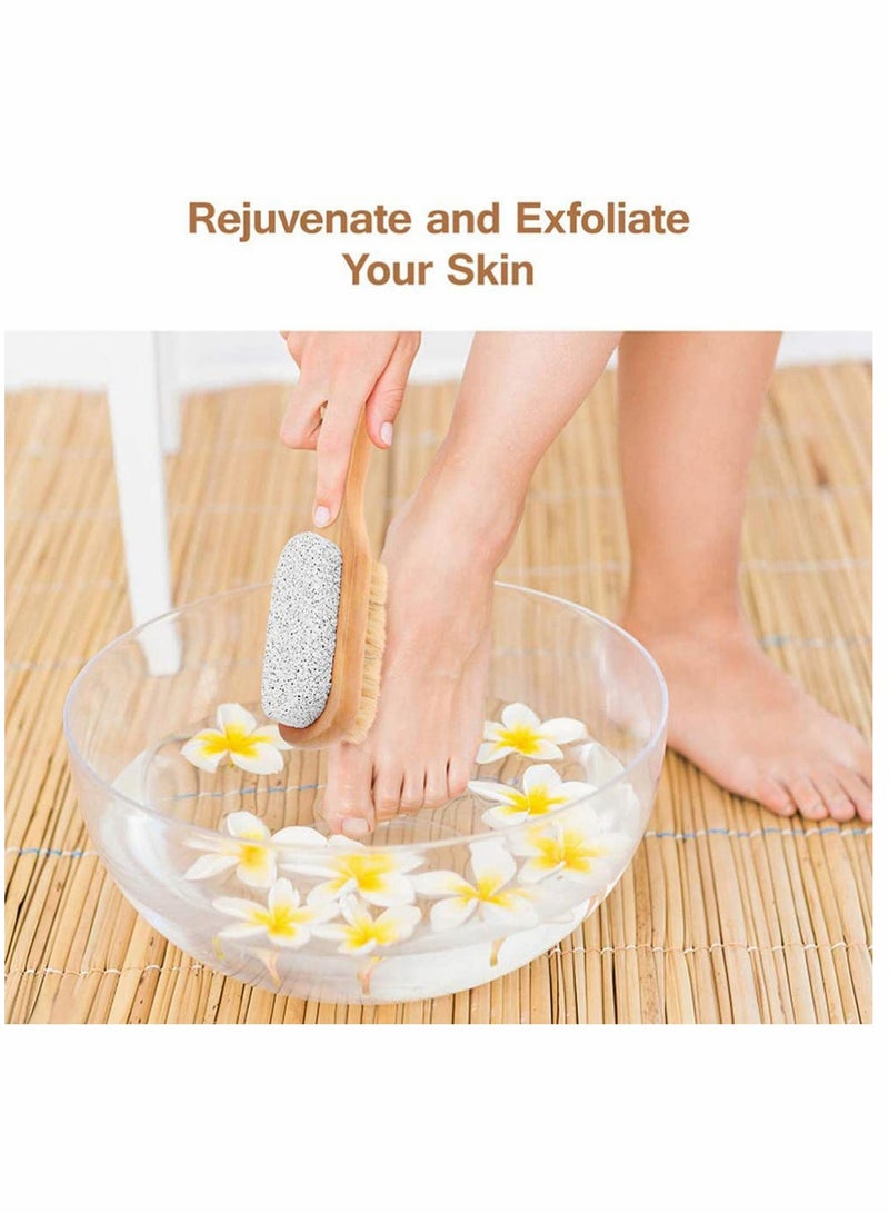 Zikra Double-sided Foot Pumice Stone Natural Bristle Foot Brush Dead Skin Massage SPA Callus Remover Exfoliating Scrubber - Image 4