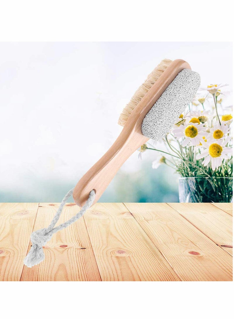 Zikra Double-sided Foot Pumice Stone Natural Bristle Foot Brush Dead Skin Massage SPA Callus Remover Exfoliating Scrubber - Image 5
