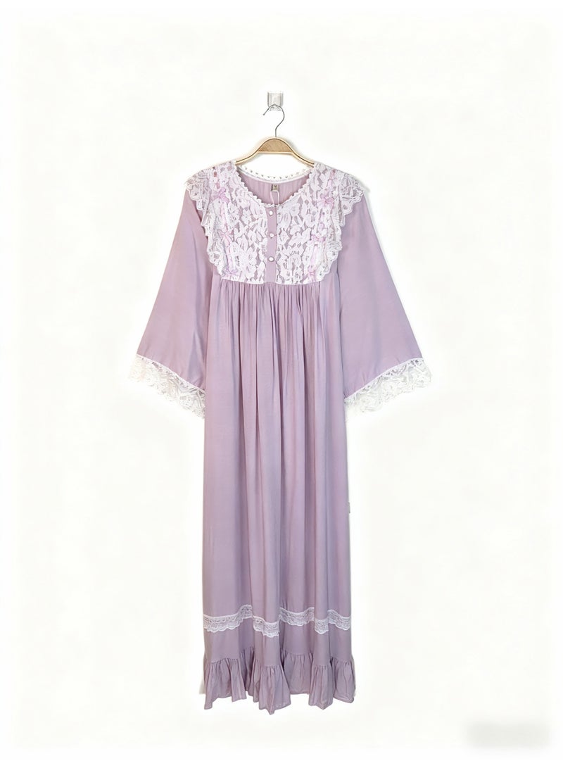 Orchid Women Lace Long-Sleeved Sleepshirt-Princess Style Home Wear - Image 2