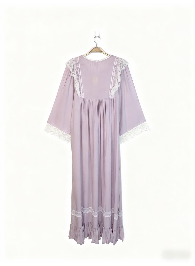 Orchid Women Lace Long-Sleeved Sleepshirt-Princess Style Home Wear - Image 3