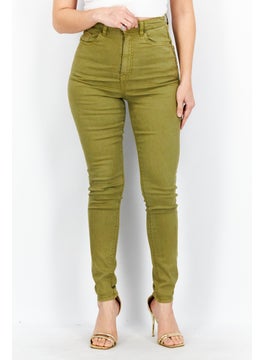 Women Skinny Fit  Stretchable Denim Jeans, Olive