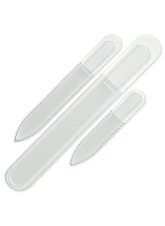 Mont Bleu Mont Bleu Professional Set of 3 Czech Glass Nail Files - Genuine Czech Tempered Glass - Handmade gift set - Washable Double Sided nail file - Etched nail files - Crystal nail file for natural nails  - Image 1