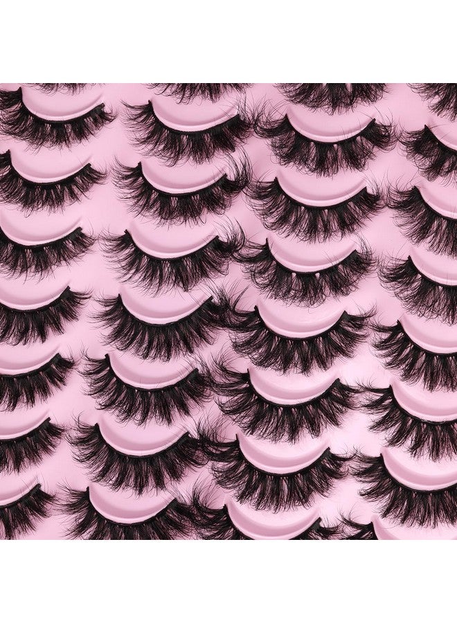 Kiromiro Mink Lashes Fluffy Faux Mink Eyelashes Wispy 20mm Long D Curl Lashes Russian Cat Eye Strip Lashes Extensions Fluffy Eyelashes Pack 20 Pairs - Image 5